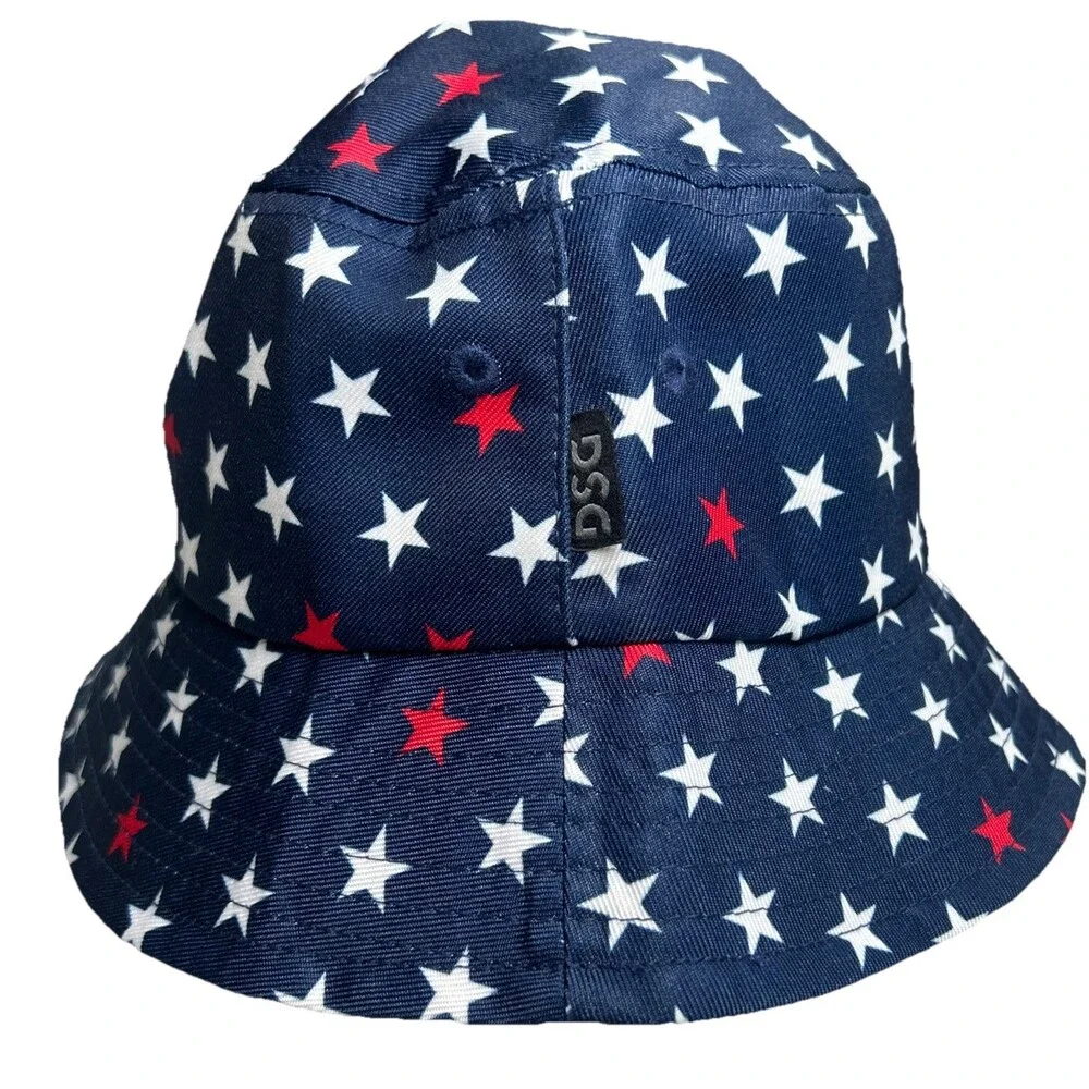 New DSG Youth S/M American Summer Fourth of July Patriotic Navy Stars Bucket Hat